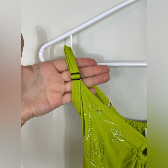 Iland Planet Miami Beach Elegant Green Embroidered Dress Straps Beach Size S/M? - Picture 16 of 16